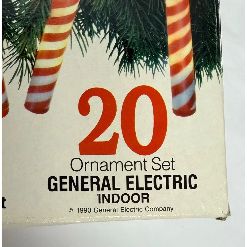 Vtg GE Merry Midget Blow Mold Candy Cane String Light Set 2 Sets Christmas Light